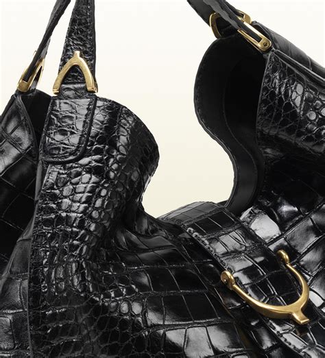 gucci crocodile soft stirrup handbag|shoulder Gucci chest bag.